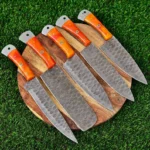 Handmade Damascus Chef knife set of 5 Pcs Kitchen knives/BBQ/  Gift for Women Mothers Day Gift