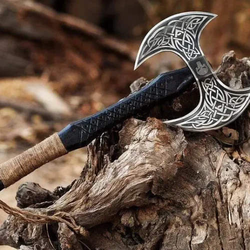 24 Hand Forged Viking Double Edge Axe, Battle Axe, Axe With Sheath Outdoor Axe, Gift For Him, Best Birthday & Anniversary Gift For Him