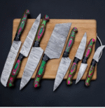 HANDMADE DAMASCUS STEEL 8PCs KITCHEN KNIFE SET