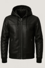 Men’s Black Lambskin Leather Hoodie
