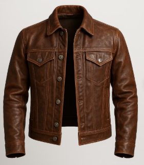 Sheepskin Leather Trucker Jacket