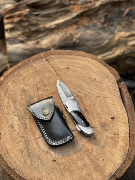 2 Handmade Damascus Folding Knife