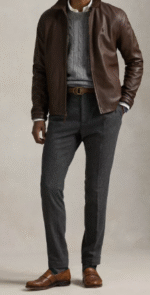 leather slim jacket