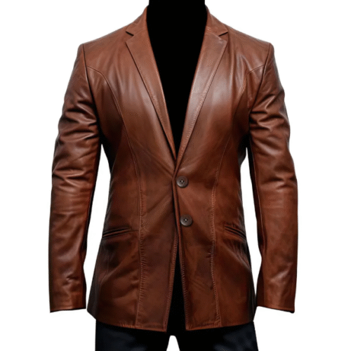 Men's Brown Leather Blazer