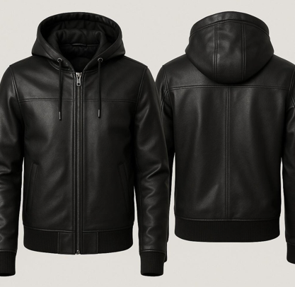 Men’s Black Lambskin Leather Hoodie