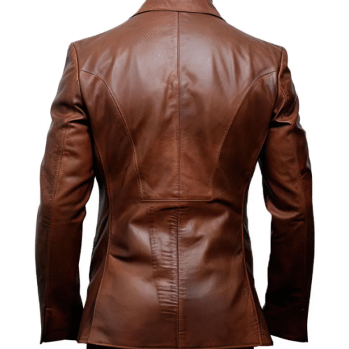 Men's Brown Leather Blazer