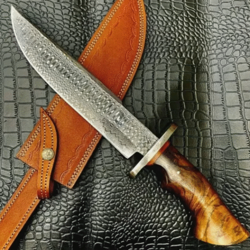 Steel Bowie Knife with Wood Handle