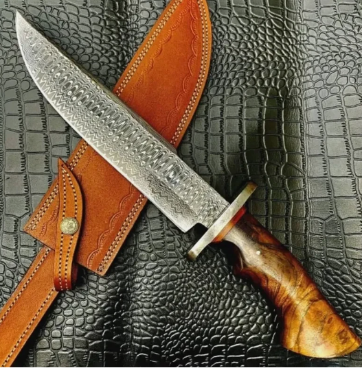 Steel Bowie Knife with Wood Handle