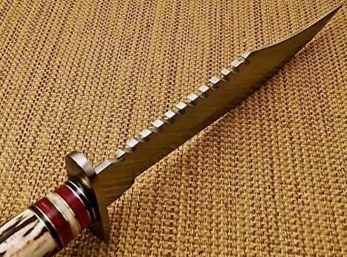 Handmade D2 Steel Hunting Bowie Knife With Leather Sheath
