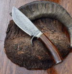Damascus Steel Hunting Bowie Knife with Leather Sheath