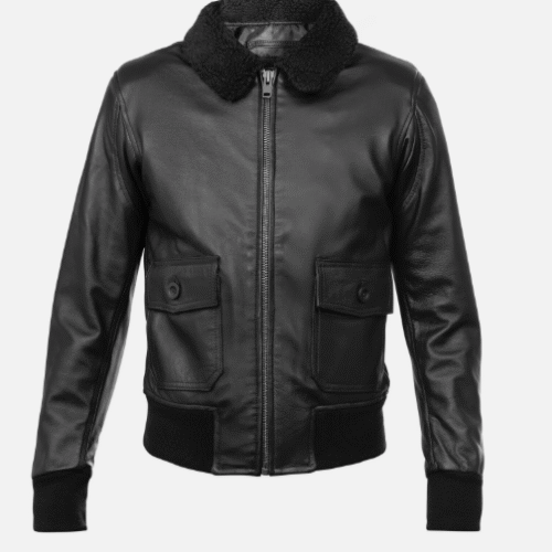 Leather Jacket Pilot Bomber Biker Black & Brown Coat