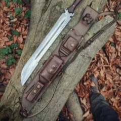 HANDMADE SPRING STEEL HUNTING FOREST FULL TANG MACHETE KNIFE - FANCY SHEATH