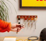 Personalized Leather and Wood 6 Key Ring Organizer Set