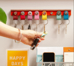 Personalized Leather and Wood 6 Key Ring Organizer Set