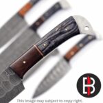 Damascus Steel Chef Set Hand forged black and brown handle kitchen knife tool 1-2