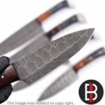 Damascus Steel Chef Set Hand forged black and brown handle kitchen knife tool 1-2