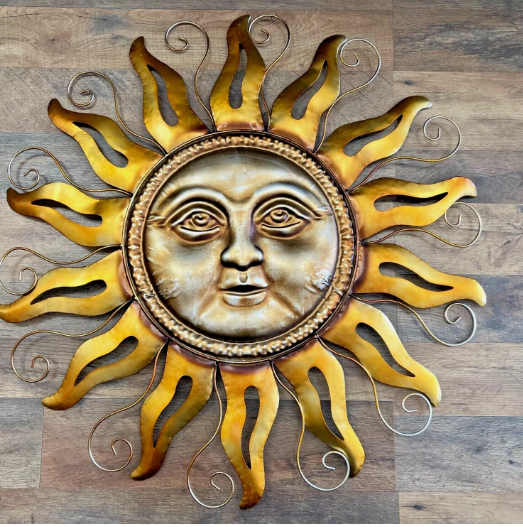 Sun With Face metal wall decor