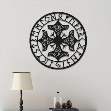 Vikings Symbol round metal wall art