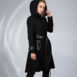 black gothic winter fit and flare coat