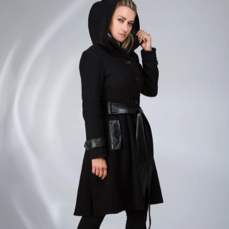 black gothic winter fit and flare coat