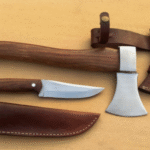 CAMPING HATCHET AXE AND BUSHCRAFT HUNTING KNIFE