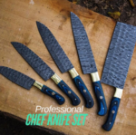 Hand Forged Damascus Chef Knife Set