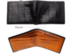 Black & Orange Alligator Belly Leather Bifold Wallet