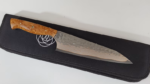 Maple Burl custom Damascus chef knife, VG10 kitchen knife, 8-inch chef knife, 28-layer Damascus blade, brass copper Damascus knife, Saji-style satin etched knife, handmade knife Canada, luxury kitchen knife, custom chef knife, professional chef knife