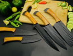 Handmade Black Coated Chef Knife Set of 5 Pieces