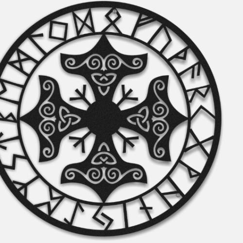 Vikings Symbol round metal wall art