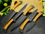 Handmade Black Coated Chef Knife Set of 5 Pieces