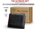 Black & Orange Alligator Belly Leather Bifold Wallet