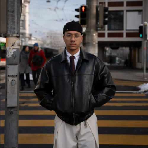 Black Leather Bomber Jacket
