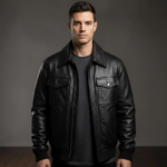 Black Leather Bomber Jacket