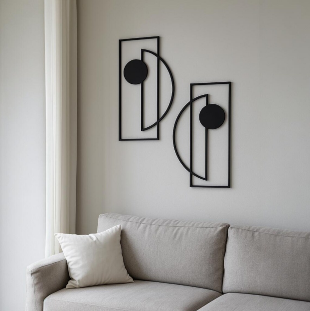 Modern Geometric Metal Wall Art Set