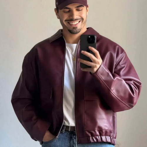 Burgundy leather jacket