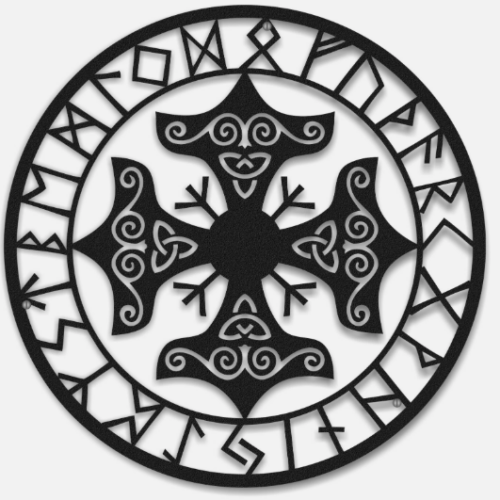 Vikings Symbol Round Metal Wall Art