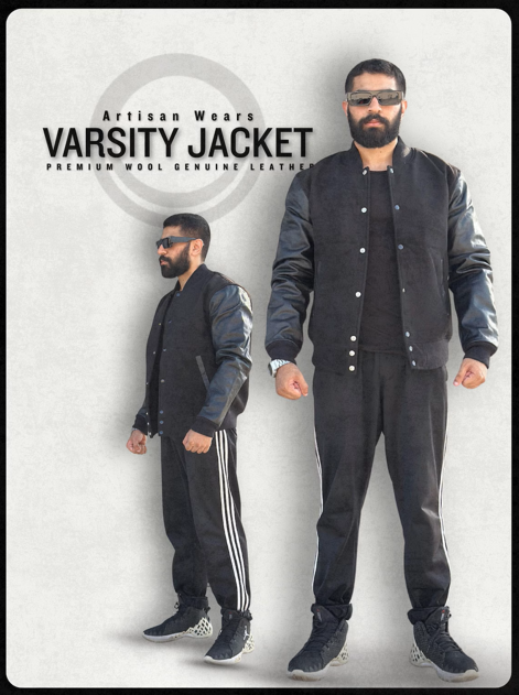 Black Leather Letterman Jacket