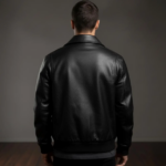 Black Leather Bomber Jacket