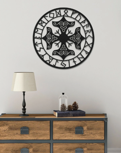 Vikings Symbol Round Metal Wall Art