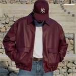 Burgundy leather jacket