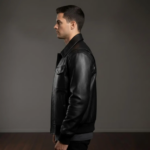 Black Leather Bomber Jacket