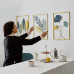 Gold Metal Wall Decor Leaf Wall Hanging Set of 3