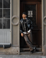 Black Leather Bomber Jacket