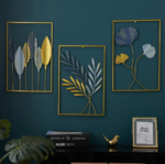 Gold Metal Wall Decor Leaf Wall Hanging Set of 3
