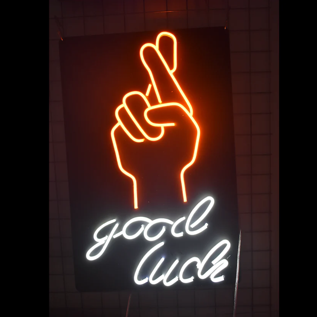 Good Luck Crossed Fingers LED Neon Sign
