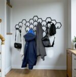 Black metal hexagon wall hooks