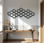 Black metal hexagon wall hooks