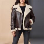 Women Brown Shearling Leather Jacket