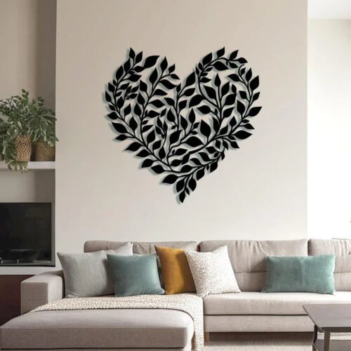 Metal Heart Leaf Wall Art